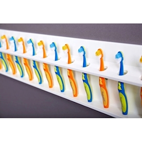 15er Zahnbürstenleiste aus Plexiglas weiss