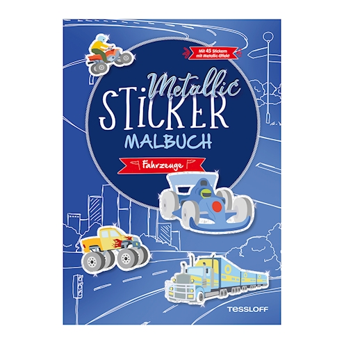 Metallic-Sticker Malbuch Fahrzeuge