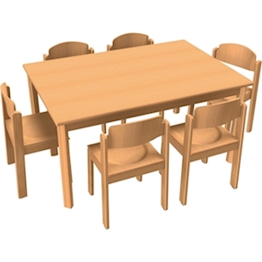 Stuhl-Tisch-Kombination 6 für Kindergarten, 120x80 cm