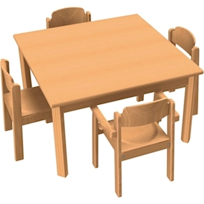 Stuhl-Tisch-Kombination 10 für Krippen, mit Filzgleiter