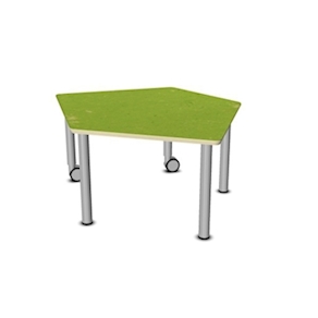 Fünfeck-Tisch klein GROW-UPP Metall-Rollenmix, Linoleum