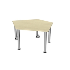 Fünfeck-Tisch klein GROW-UPP Metall-Rollenmix, Duropal