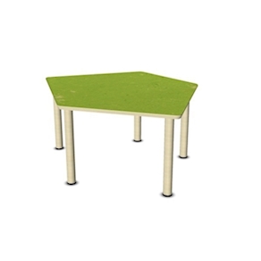 Fünfeck-Tisch klein GROW-UPP Holz-Einzelbeine, Linoleum