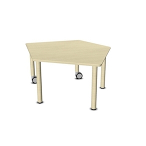 Fünfeck-Tisch klein GROW-UPP Holz-Rollenmix, Duropal