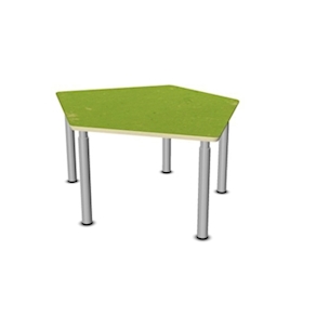 Fünfeck-Tisch klein GROW-UPP Metallbeine höhenv., Linoleum