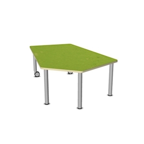 Fünfeck-Tisch gross GROW-UPP Metall-Rollenmix, Linoleum