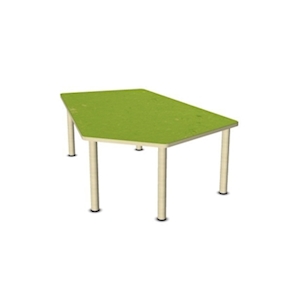 Fünfeck-Tisch gross GROW-UPP Holz-Einzelbeine, Linoleum