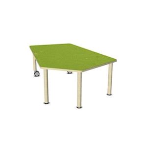 Fünfeck-Tisch gross GROW-UPP Holz-Rollenmix, Linoleum