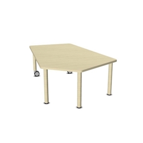 Fünfeck-Tisch gross GROW-UPP Holz-Rollenmix, Duropal