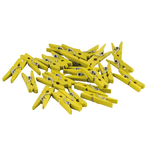 Holz-Klammern 25 mm, gelb  50 Stück