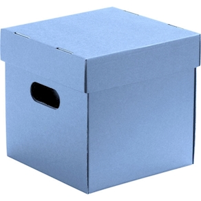Karton-Box mit Deckel, 6 Stück blau, B16,8x H16,5 x T17,5 cm