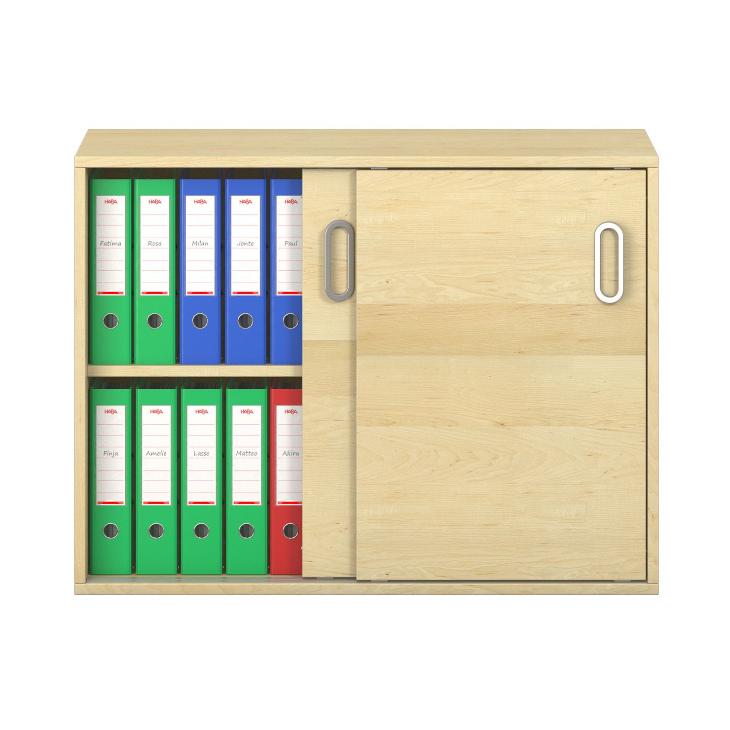 Pureo Portfolioschrank mit Schiebetüren, Furnier
mit 1 Mittelwand und 2 Einlegeböden
B 100 x H 75 x T 42 cm