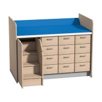 Wickelanlage mit 12 Schubkästen und Aufstiegshilfe links inkl. Tür