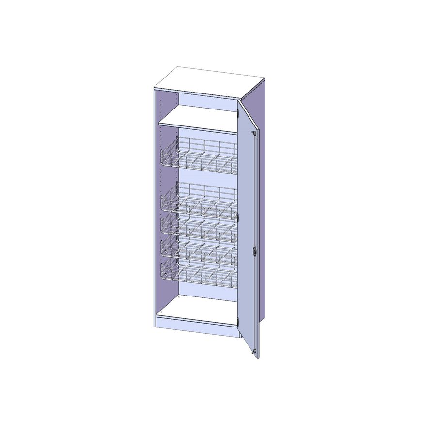 Sportschrank Ballkörben mit Tür rechts, B 70 x H 190 x T 60 cm