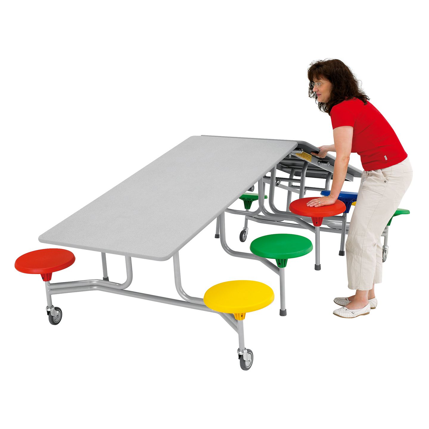 12er-Tisch-Sitz-Kombination rechteckig, Tischhöhe 66 cm Sitzhöhe 36 cm