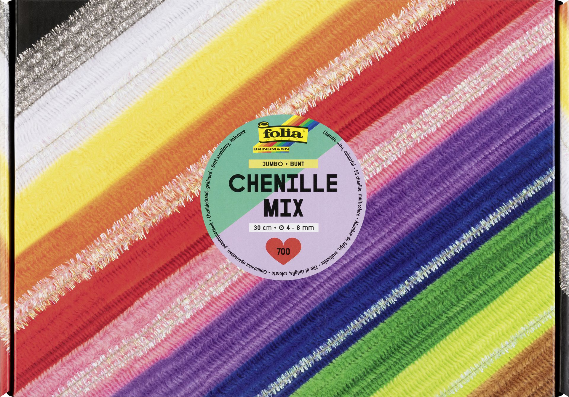 Chenille Mix Jumbo Bunt, 30 cm, 700 Stk.