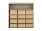 Pureo Materialschrank Dekor mit 12 Materialkästen, B 100 x H 100 x T 42 cm