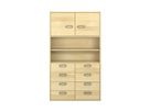Pureo Türenschrank mit 8 Schubkästen, oben Doppeltür, Furnier
mit 3 Einlegeböden
B 100 x H 175 x T 42 cm