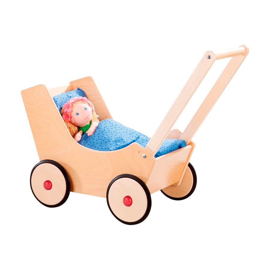 Puppenwagen mit Bett natur