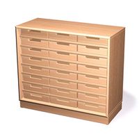 Schrank mit 24 Eigentumskästen mit Sockel, Massivholz Birke, B 90 x H 80 x T 40 cm