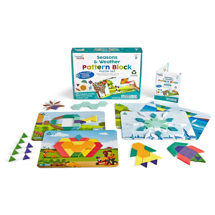 Jahreszeiten und Wetter Pattern Block Puzzle Set