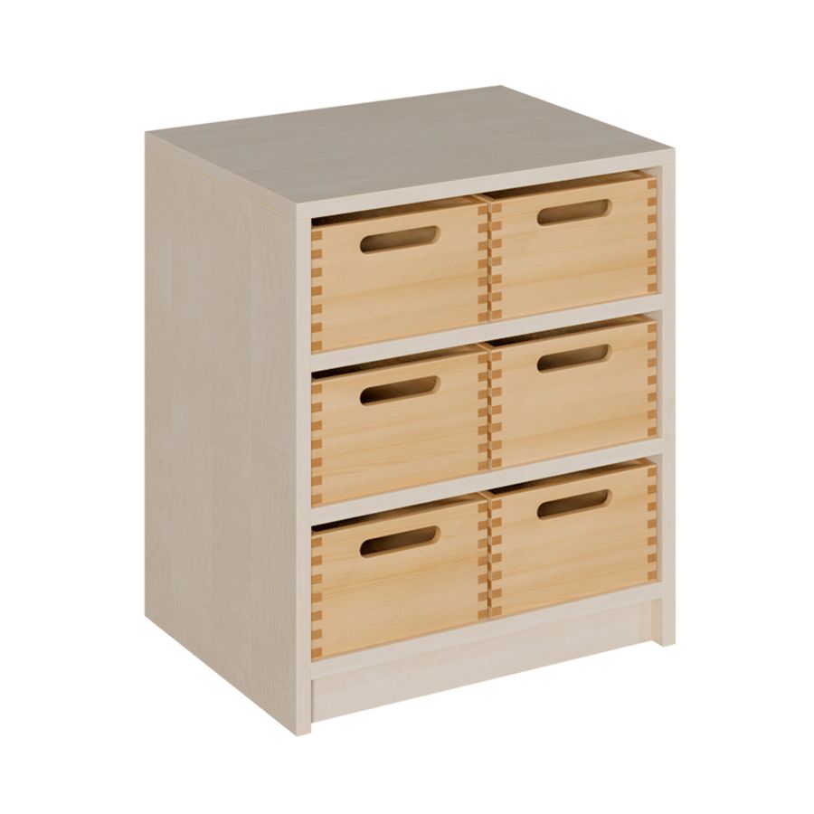 Schrank mit 6 hohen Massivholzkästen, B 52 x H 60 x T 40 cm
