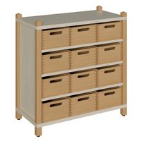 Stollenschrank mit 12 Massivholzkästen,in Buche hell B 82 x H 80 x T 60 cm