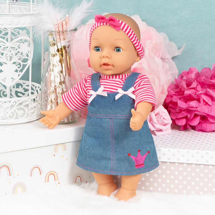 Jeanskleid mit Shirt für Puppen von 33-38 cm