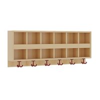Garderobenablage Doppelfach mit 12 Fächer und 6 Haken, B 120 x H 46 x T 20 cm