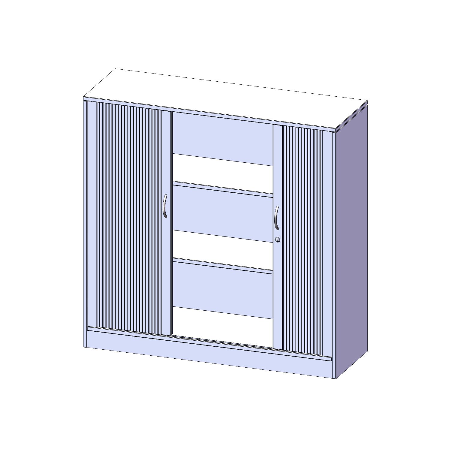 Schrank mit Rollo, Sockel und 2 Einlegeböden, abschliessbar, B 120 x H 118 x T 40 cm