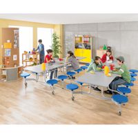 12er-Tisch-Sitz-Kombination rechteckig, Tischhöhe 69 cm, Sitzhöhe 39 cm