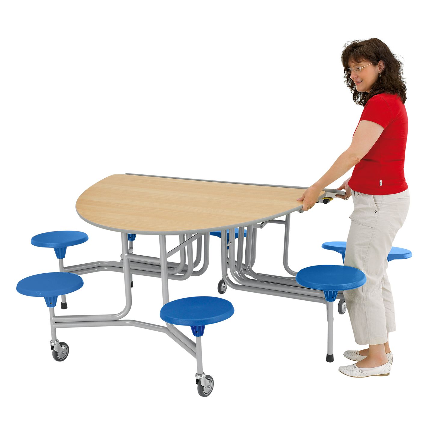 8er-Tisch-Sitz-Kombination oval, Tischhöhe 69 cm, Sitzhöhe 38,5 cm