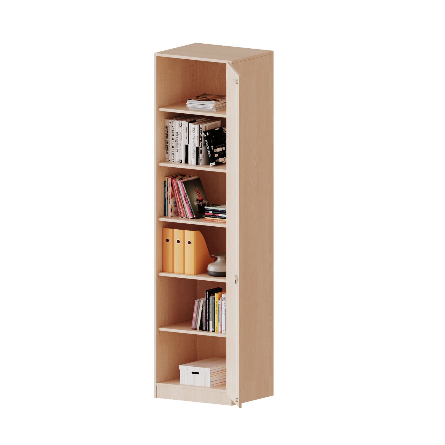 Schrank mit Sockel und 1 Tür abschliessbar, 5 Einlegeböden, B 60 x H 226 x T 50 cm