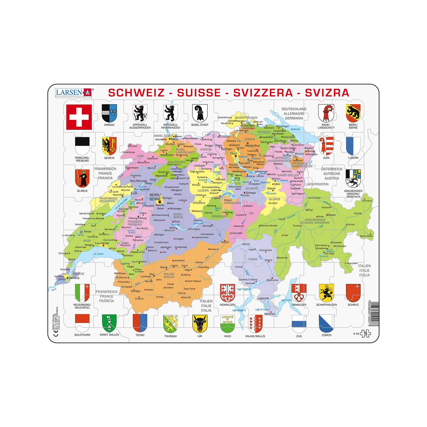 Kantone der Schweiz, Puzzle 70 Teile