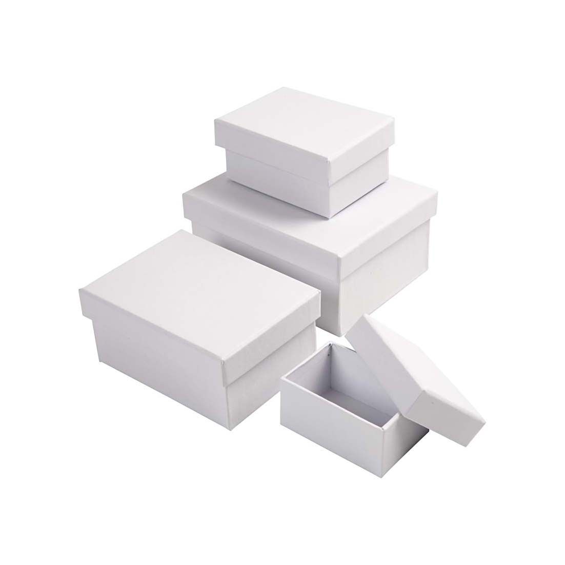 Schachteln rechteckig, weiss 4er-Set