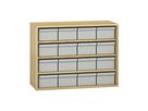 Pureo Materialschrank Furnier mit 16 Kästen, mit 3 Einlegeböden, B 100 x H 75 x T 42 cm