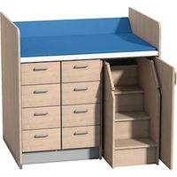Wickelanlage mit 8 Schubkästen Aufstigshilfe rechts, B 123,6 x H 115 x T 90 cm, Wickelhöhe 92 cm