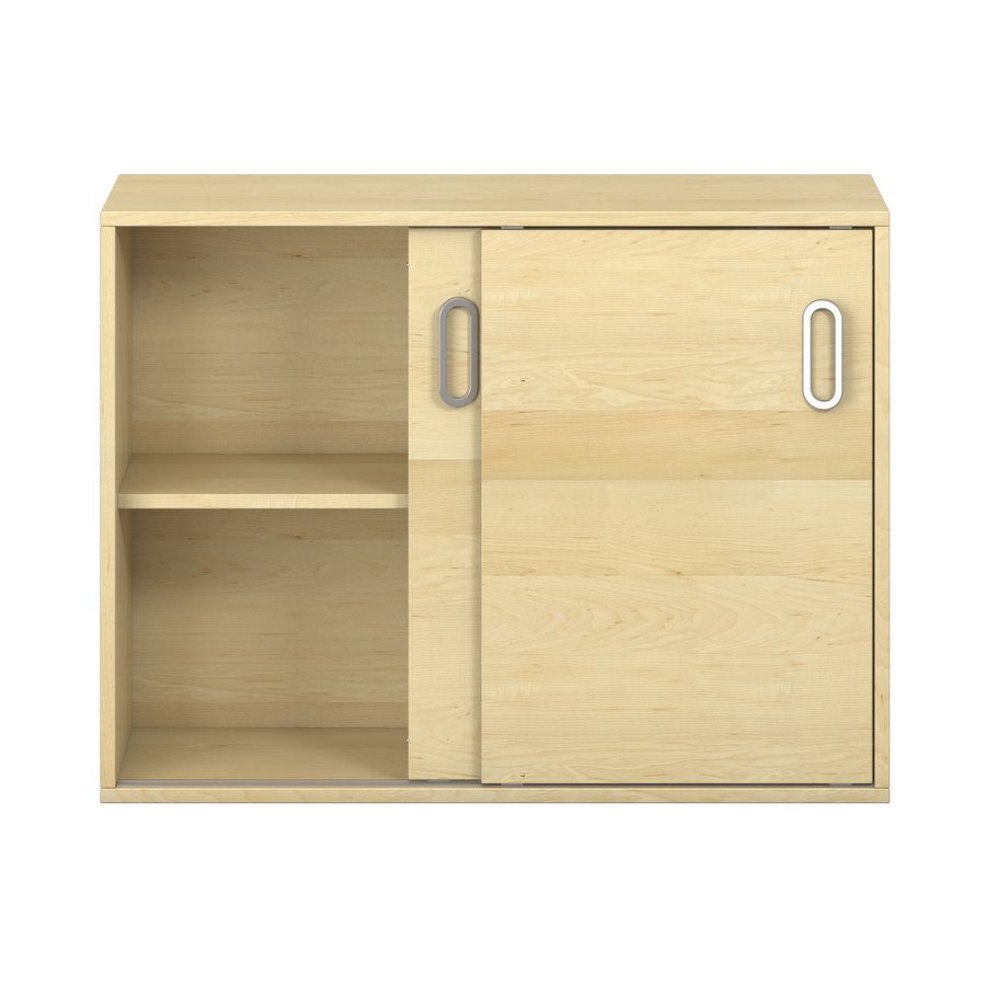 Pureo Portfolioschrank mit Schiebetüren, Furnier
mit 1 Mittelwand und 2 Einlegeböden
B 100 x H 75 x T 42 cm