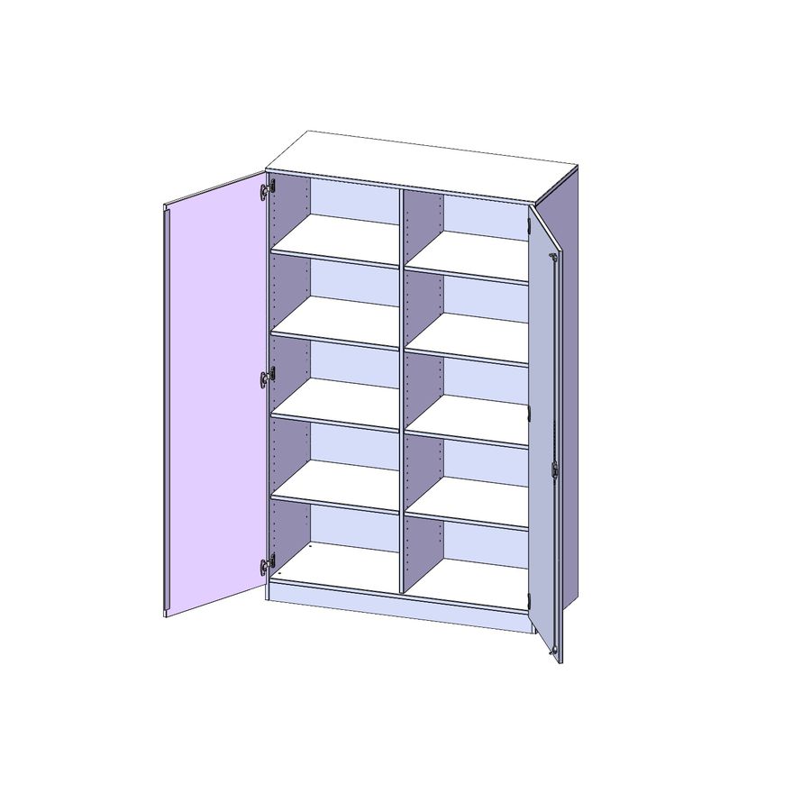 Schrank mit Sockel und 2 Türen abschliessbar, Mittelwand, 8 Einlegeböden, B 120 x H 190 x T 60 cm