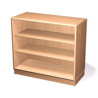 Materialschrank offen mit Sockel und 2 Einlegeböden, Massivholz Birke, B 90 x H 80 x T 40 cm