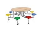 8er-Tisch-Sitz-Kombination oval, Tischhöhe 74 cm, Sitzhöhe 43,5 cm