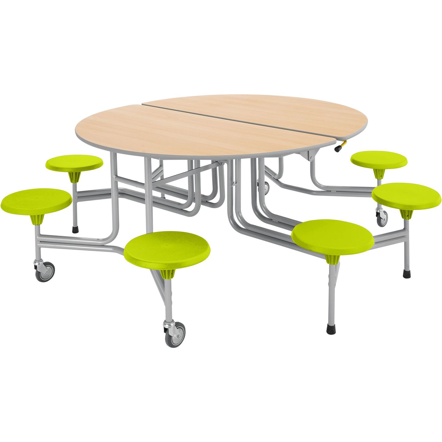 8er-Tisch-Sitz-Kombination oval, Tischhöhe 69 cm, Sitzhöhe 38,5 cm