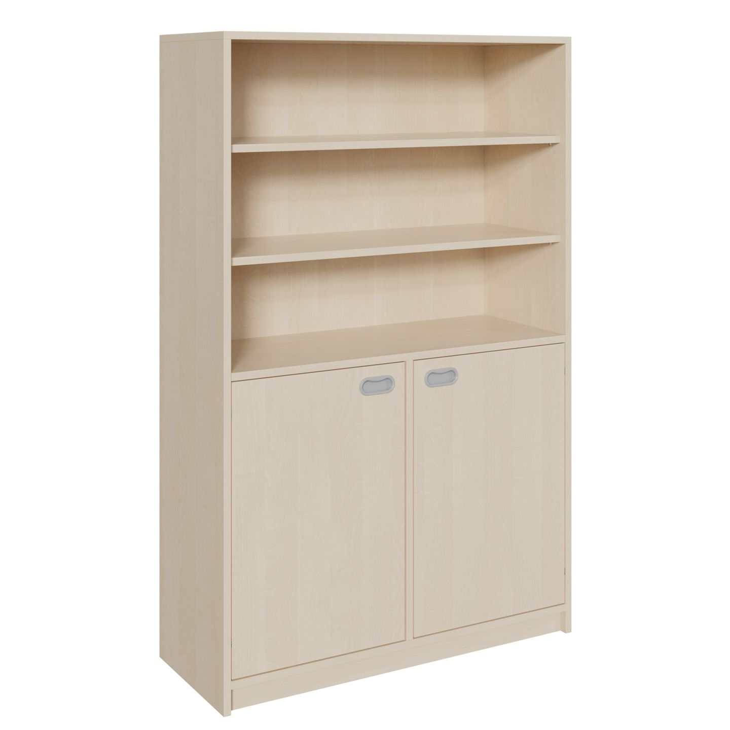 Regal mit Doppeltüren und Sockel, unten mit Mittelwand, mit 6 Einlegeböden, B 102 x H 160 x T 40 cm