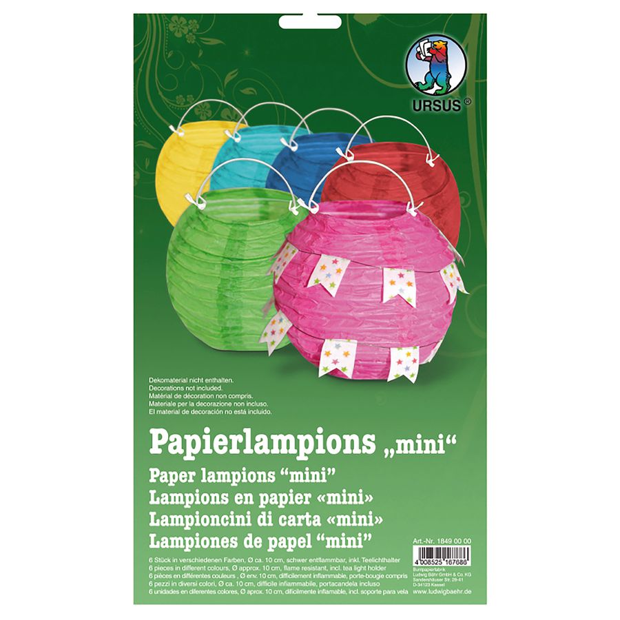 Papierlampions bunt, 6 Stk.