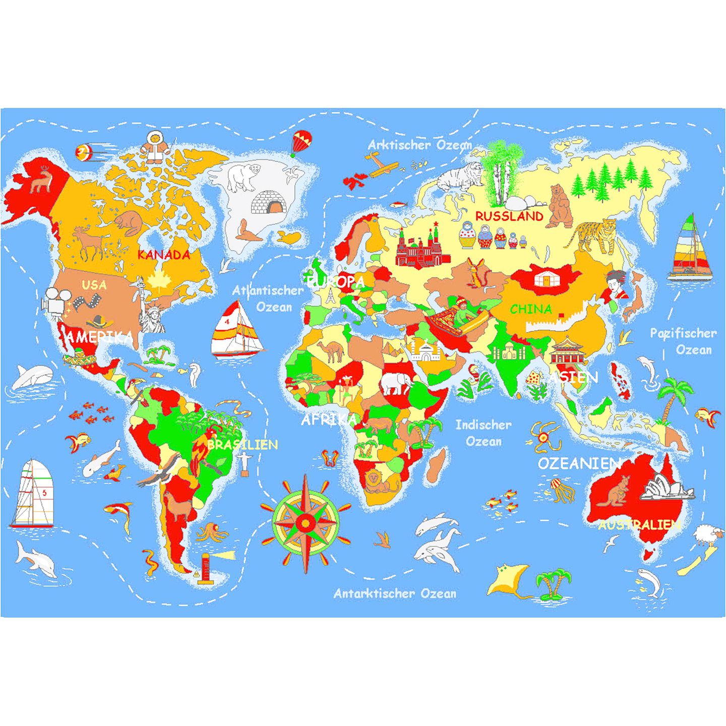 Spielteppich Welt 140 x 200 cm
