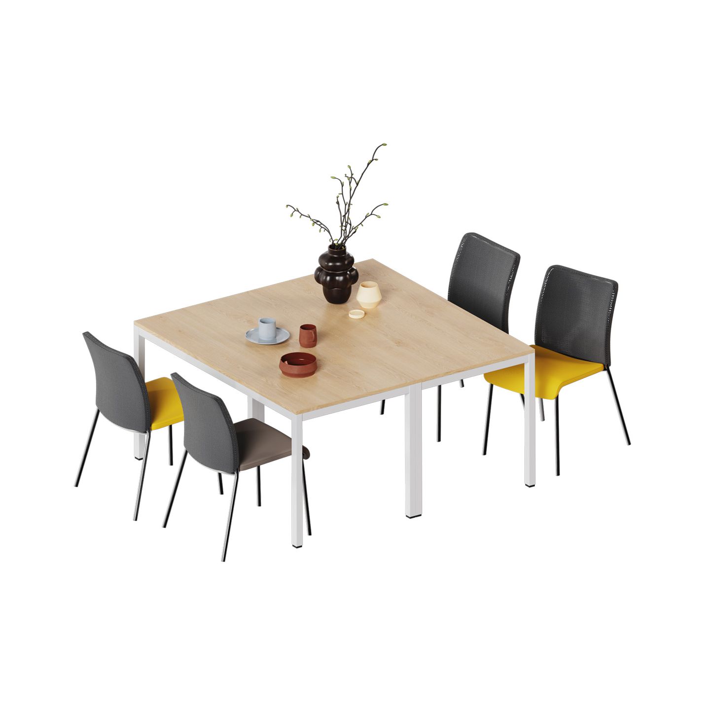 Rechtecktisch, B 140 x T 70 cm, Melaminharz-Belag, Tischbeine aus Stahl