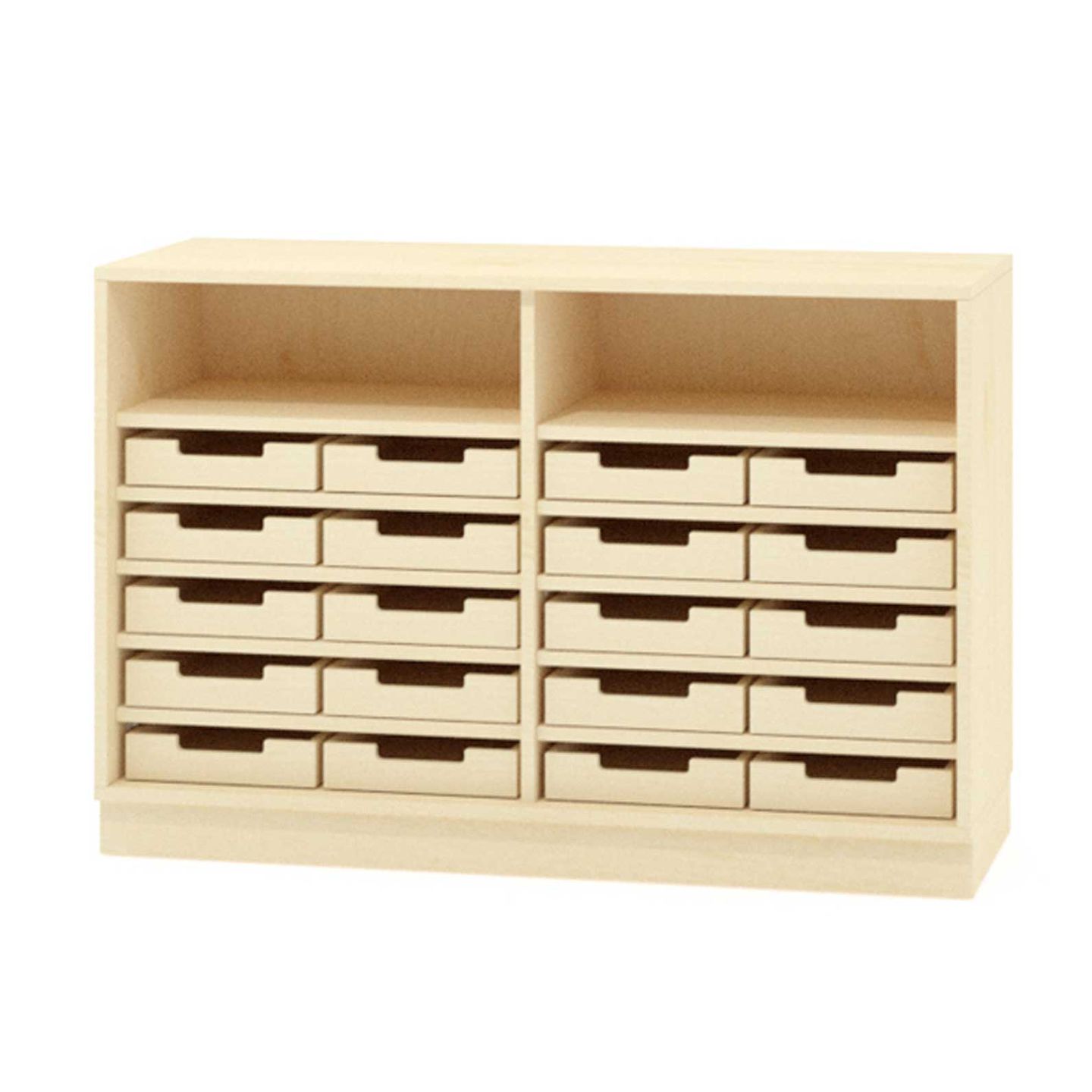 Schrank mit 20 Eigentumskästen, mit Sockel, Dekor, B 120 x H 80 x T 40 cm