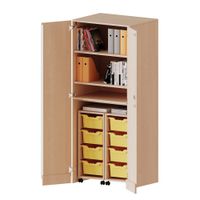 Garagenschrank mit 2 Rollcontainer mit je 4 hohen Boxen, B 80 x H 190 x T 60 cm
