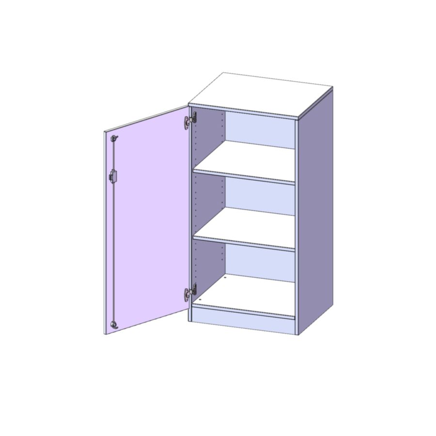 Schrank mit Sockel, 1 Tür abschliessbar (Türanschlag links), 2 Einlegeböden, B 60 x H 118 x T 40 cm