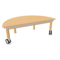 Halbrund-Tisch, B 120 x T 60 cm, mit Rollenmix